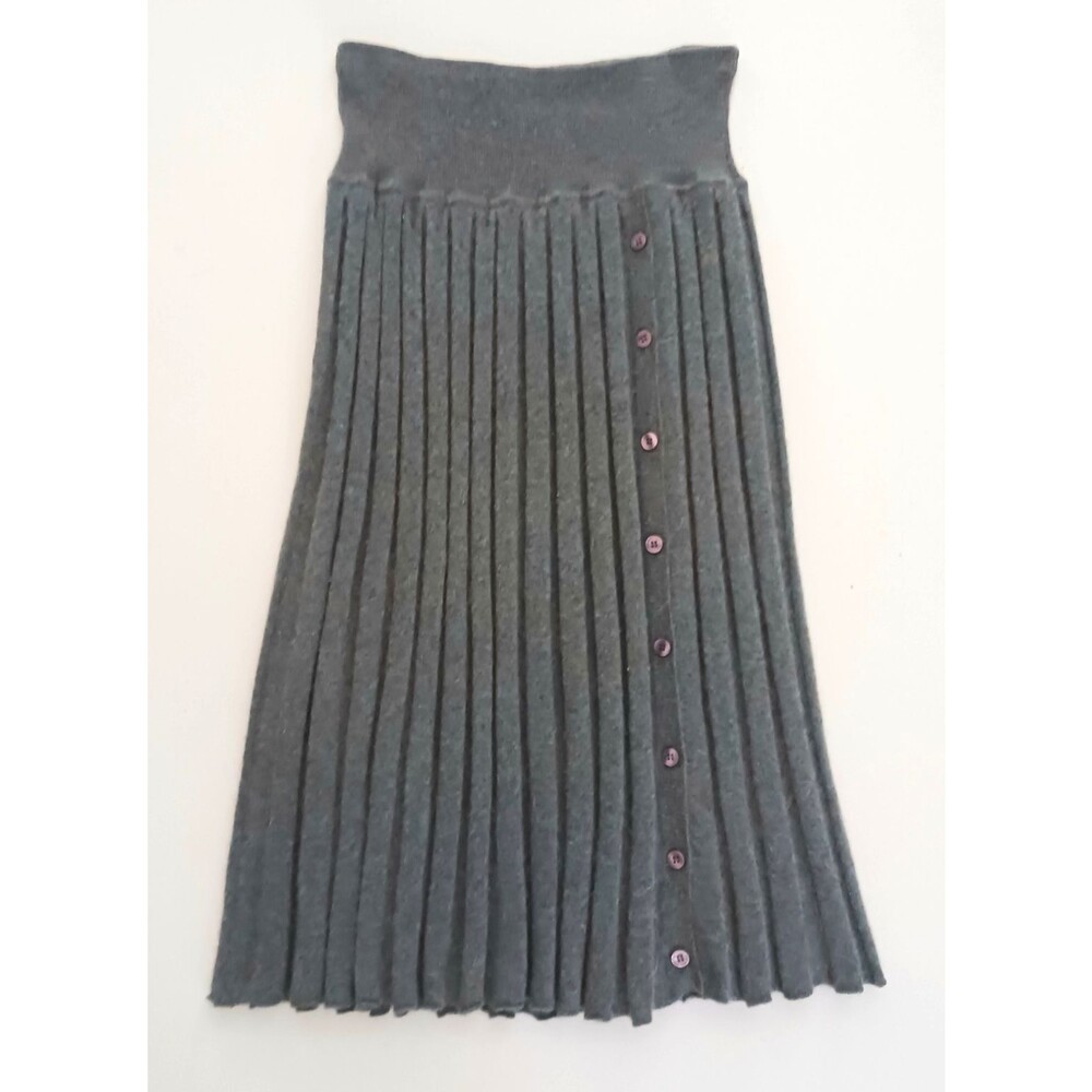VTG 90s Renee Tener Jeanne Pierre Angora Lambswool Pleated Knit Midi Skirt Sz S